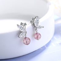 Sweet Strawberry Crystal Butterfly Earrings