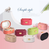 Small Pu Leather Bow Top Portable Jewelry Box