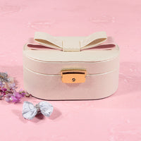 Small Pu Leather Bow Top Portable Jewelry Box