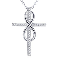 Rhinestone Cross Infinity Pendant Necklace