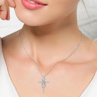 Rhinestone Cross Infinity Pendant Necklace