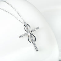 Rhinestone Cross Infinity Pendant Necklace