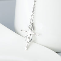 Rhinestone Cross Infinity Pendant Necklace