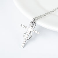 Rhinestone Cross Infinity Pendant Necklace