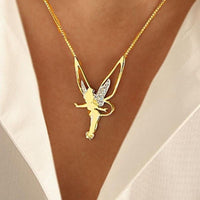 Collar de alas de ángel con diamantes, joyería de moda