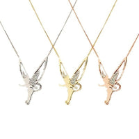 Collar de alas de ángel con diamantes, joyería de moda