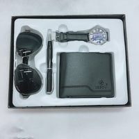 Business Gift Set Fashion Glasses Quartz Watch Multi-Card Wallet