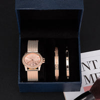 Stainless Steel Bracelet Watch Three-Piece Gift Box Set