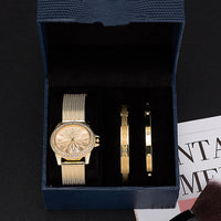 Stainless Steel Bracelet Watch Three-Piece Gift Box Set