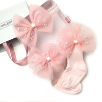 Princess Pearl Lace Headband Bow Socks Gift Box (Baby)