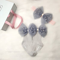 Princess Pearl Lace Headband Bow Socks Gift Box (Baby)