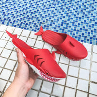 Personnalité drôle requin pantoufles Parent enfant Couple Baotou demi pantoufles femme été voyage chaussures de plage dessin animé pantoufles pour enfants