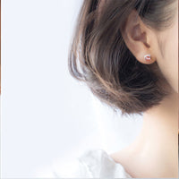 Small Peach Blossom Strawberry Crystal Cute Kitten Earrings