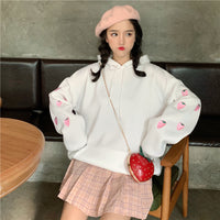 Embroidered Strawberry Hooded Sweater