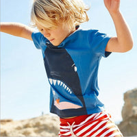 T-Shirt d'été à manches courtes pour enfants, haut à manches mi-longues, nouveau requin