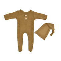 European And American Newborn Photography Clothes Mohair Knitted Jumpsuit Knotted Hat Suit Baby Knitted Romper Suit