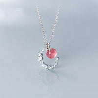 S925 Silver And Sweet Strawberry Crystal Necklace