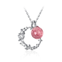 S925 Silver And Sweet Strawberry Crystal Necklace