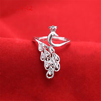 Bague paon élégante en argent pour femme