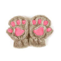 Gants d'hiver demi-couverture patte ours chat griffe, jolis doigts courts