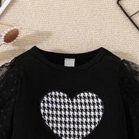 Infant Toddler Long-sleeved Pullover Skirt Two-piece Girl's Cute Love Top Tartan Skirt Suit