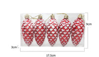 Décorations de Noël en forme de pomme de pin métallique floquée à paillettes