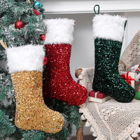 Medias navideñas de felpa con lentejuelas