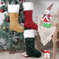 Medias navideñas de felpa con lentejuelas
