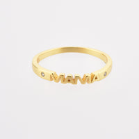 Simple LOVE MAMA Letter S925 Silver Zircon Rings