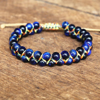 Bracelet Ajustable Oeil de Tigre tissé à la main