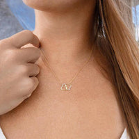 Double Heart Love Necklace With Rhinestones Inlaid Zircon Mother Valentine's Day Gift