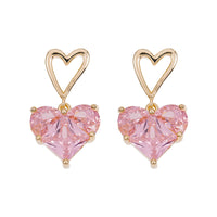 Sweet Romantic Heart 925 Silver Needle Earrings and Necklace Set