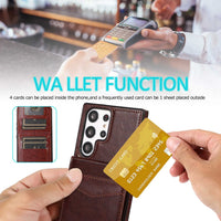Solid Color Leather Card Wallet Samsung Phone Case