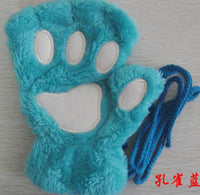 Gants d'hiver demi-couverture patte ours chat griffe, jolis doigts courts