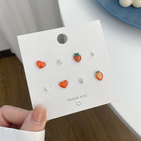 Strawberry Heart Star Delicate Resin Stud Earrings
