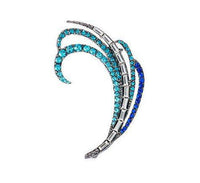 Blue Rhinestone Peacock Feather Earrings