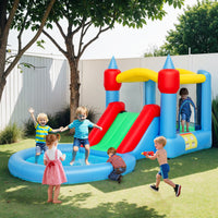 4 In 1 Inflatable Bounce House With Slide, Basketball Hoop, Ball Pit, 370W Blower, Storage Bag, 163 X 81 X 75