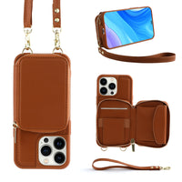 Crossbody Zipper Wallet Protective Leather iPhone Case