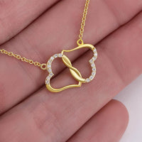 Double Heart Love Necklace With Rhinestones Inlaid Zircon Mother Valentine's Day Gift