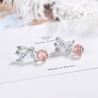 Sweet Strawberry Crystal Butterfly Earrings