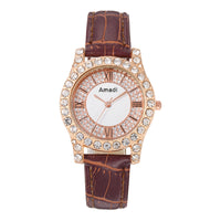 Rhinestone-embedded Roman Face Simple Fashion Quartz Watch Bracelet Gift Set