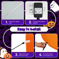 8FT Long Halloween Inflatables Pumpkins Ghost Outdoor Decorations, Blow Up Yard Decoration With Built-in LEDs Lighted For Lawn Garden Outside Indoor Decor