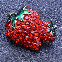 Strawberry Gemstone Encrusted Brooch