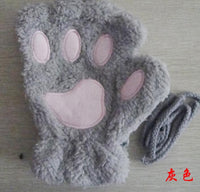 Gants d'hiver demi-couverture patte ours chat griffe, jolis doigts courts