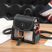 Dual-purpose plaid small backpack