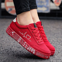 Zapatos de lona con estampado de amor para mujer y hombre, zapatos planos con cordones, informales, deportivos, para amantes, Día de San Valentín