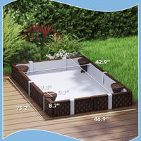 Kids Sandbox With Cover, 4 Corner Seats, Bottom Liner For Backyard, Garden, Outdoor, 73 X 47 X 9, Dark Brown