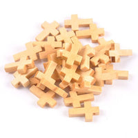 Wooden Cross Beads (50 Pcs)
