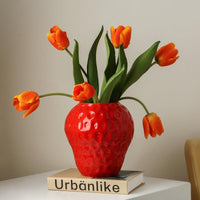 Faux Flower Strawberry Vase