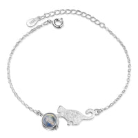 Sweet Strawberry Crystal Moonstone Playful Cat Bracelet